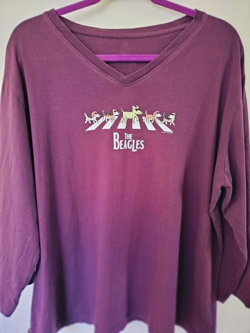 Teddy the Dog "The Beagles" Abbey Road Parody Shirt - Women's/Unisex V-Neck 2x